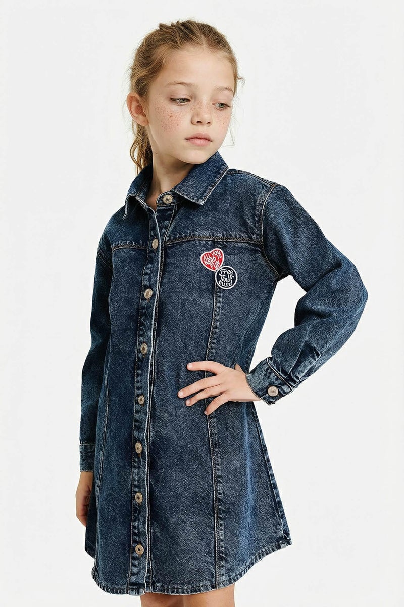 ديفاكتو فستان جينز بناتي كم طويل - Image 3